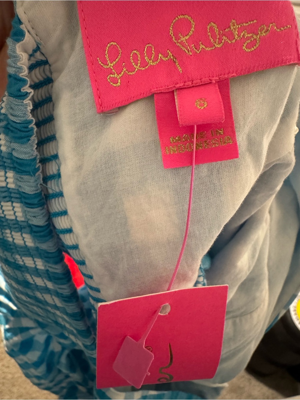 Lilly Pulitzer Blue & White Gingham Top NWT